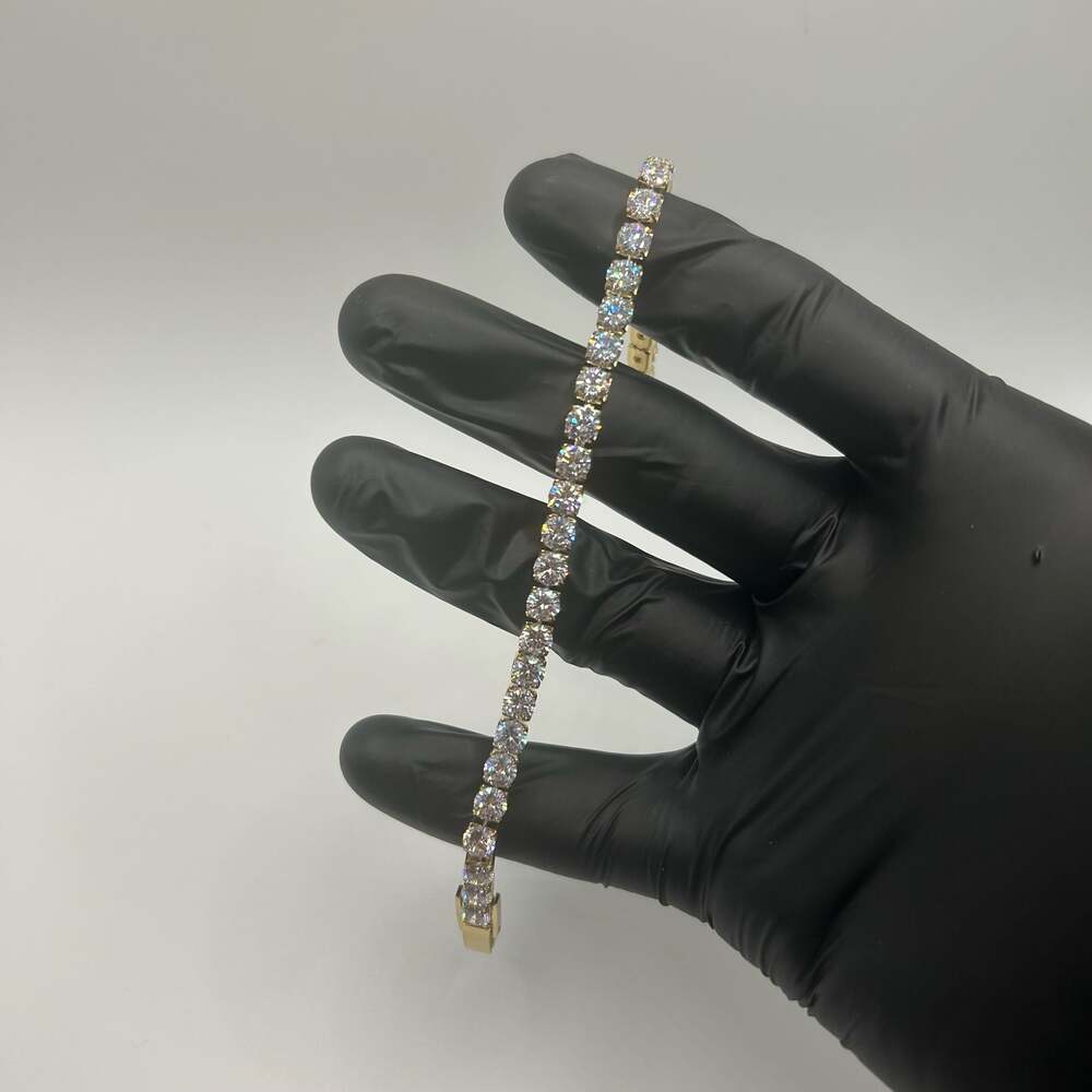 5mm Moissanite Gold Tennis Bracelet Womens 7.5 Inch VVS1 No Pass Waterproof